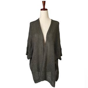 Eileen Fisher System Open Knit Short Sleeve Cardigan Shawl Large